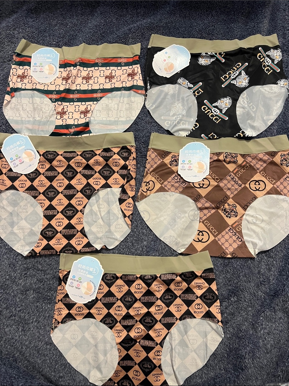 Women’s Patterned Brief Panties in Brown and Black - 5 Packs